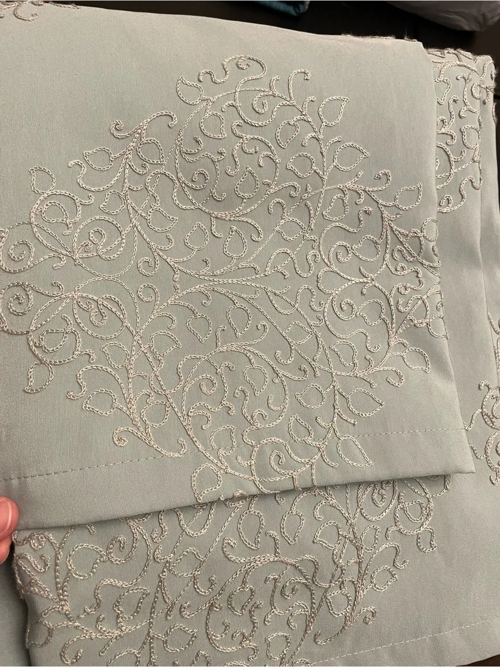 Elegant Sage Embroidered curtains - 4 panels